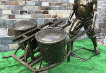 仿古獨(dú)輪車(chē)雕塑廠家 庭院彩繪雕塑 田間小品