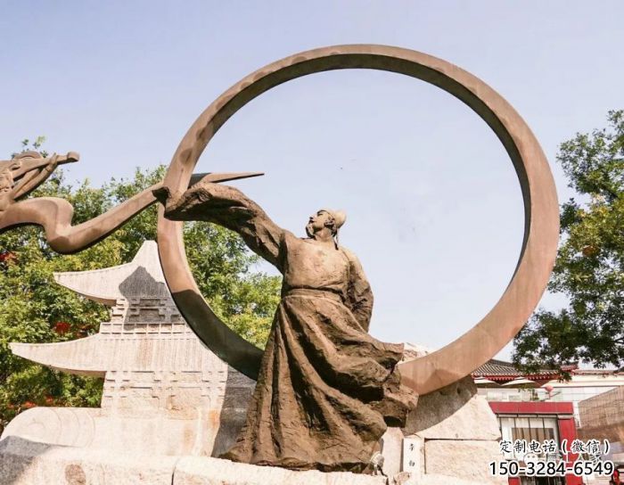 大型李白雕塑廠(chǎng)家 步行街人物雕塑 彩繪詩(shī)人雕塑