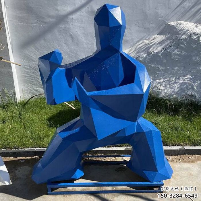 彩繪武術(shù)雕塑廠家 現(xiàn)代功夫雕塑 公園練拳雕塑