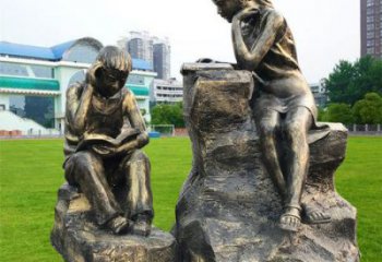 大門口看書雕塑廠家 公園人物雕塑 仿真學生雕塑