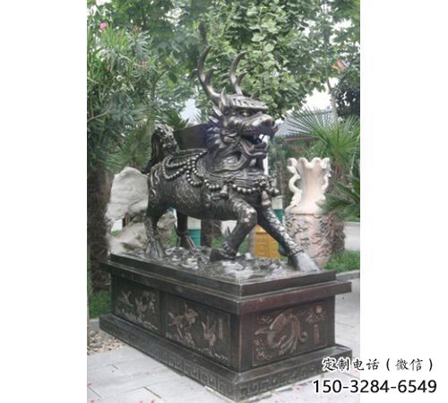城市麒麟雕塑，景觀動物雕塑，古銅效果
