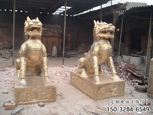 公園麒麟雕塑，仿銅動物雕塑，玻璃鋼造型雕塑