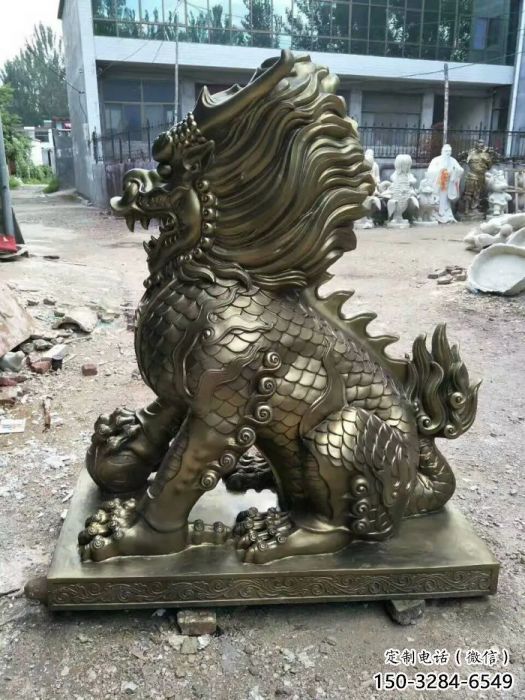街道麒麟雕塑，戶外動(dòng)物雕塑，古銅效果