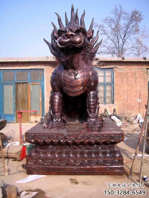 生產(chǎn)麒麟雕塑廠家，動物景觀雕塑，仿古擺件