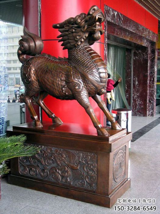 加工麒麟雕塑廠家，仿銅動物雕塑，抽象效果