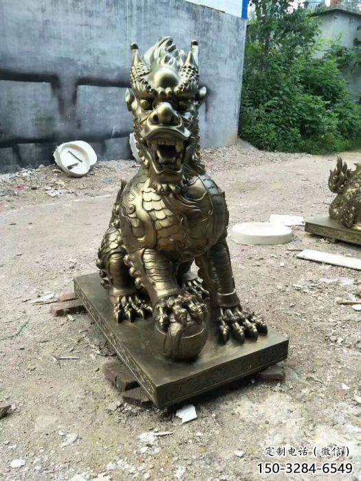 室外麒麟雕塑，動物仿銅雕塑，抽象效果
