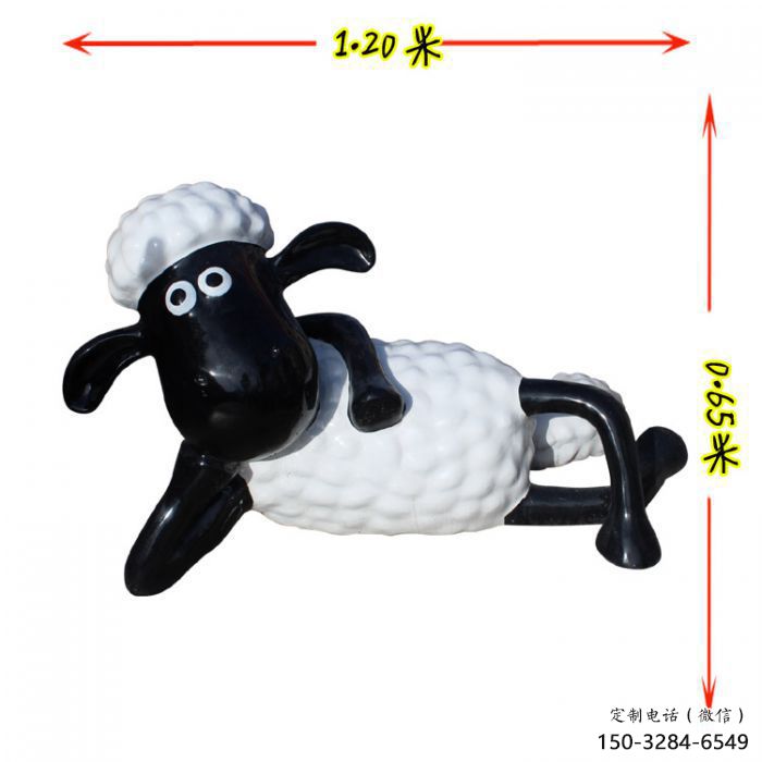街道小羊雕塑，彩繪動物雕塑，動漫玻璃鋼效果