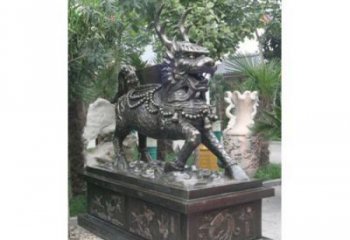 城市麒麟雕塑，景觀動物雕塑，古銅效果
