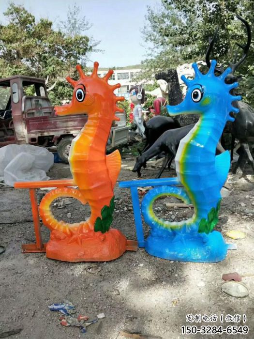 步行街河馬雕塑制作，彩繪動物雕塑，仿真方式