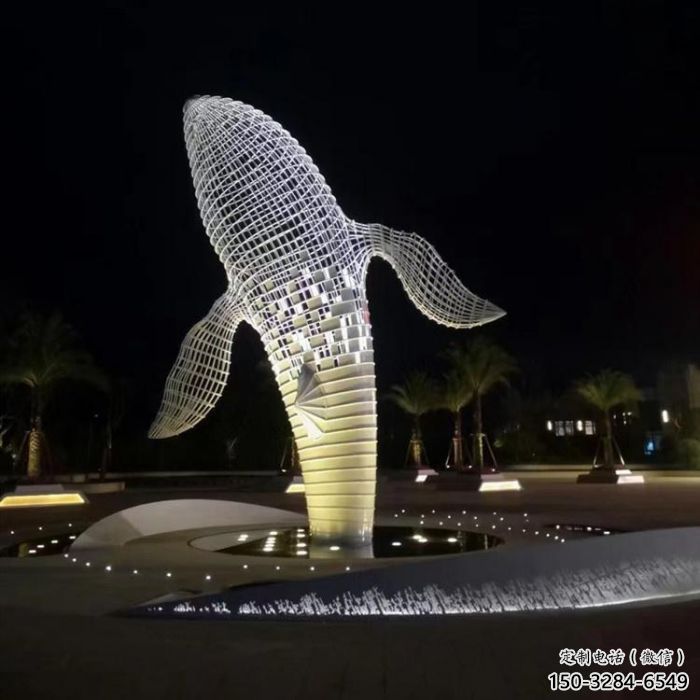 大型鯨魚雕塑，鏤空燈光原理，動物公園擺件