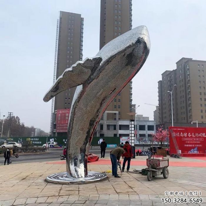 大型鯨魚雕塑，鏤空燈光原理，動(dòng)物廣場擺件