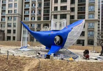 鯨魚雕塑廠家，烤漆彩繪工藝，廣場景觀擺件
