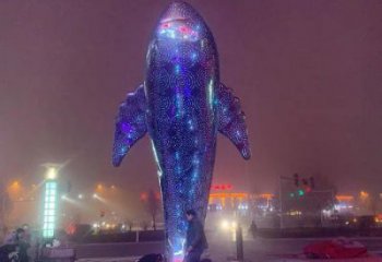 大型鯨魚雕塑，鏤空燈光原理，廣場動物擺件