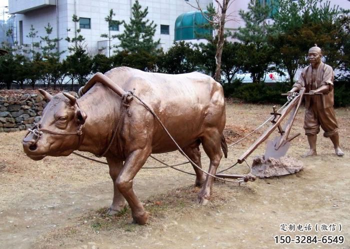 農(nóng)耕水牛雕塑，田間景觀小品，抽象幾何原理