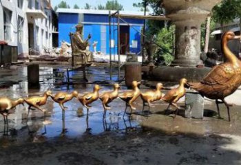 仿古鴨子雕塑廠家，仿真動(dòng)物， 廣場(chǎng)街頭擺件