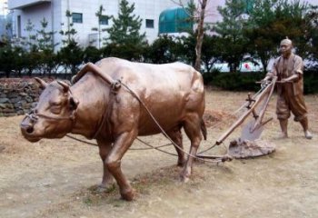 農(nóng)耕水牛雕塑，田間景觀小品，抽象幾何原理