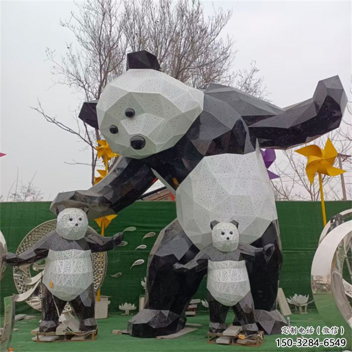 幾何大熊雕塑廠家，酒店房地產雕塑，現(xiàn)代動物雕塑