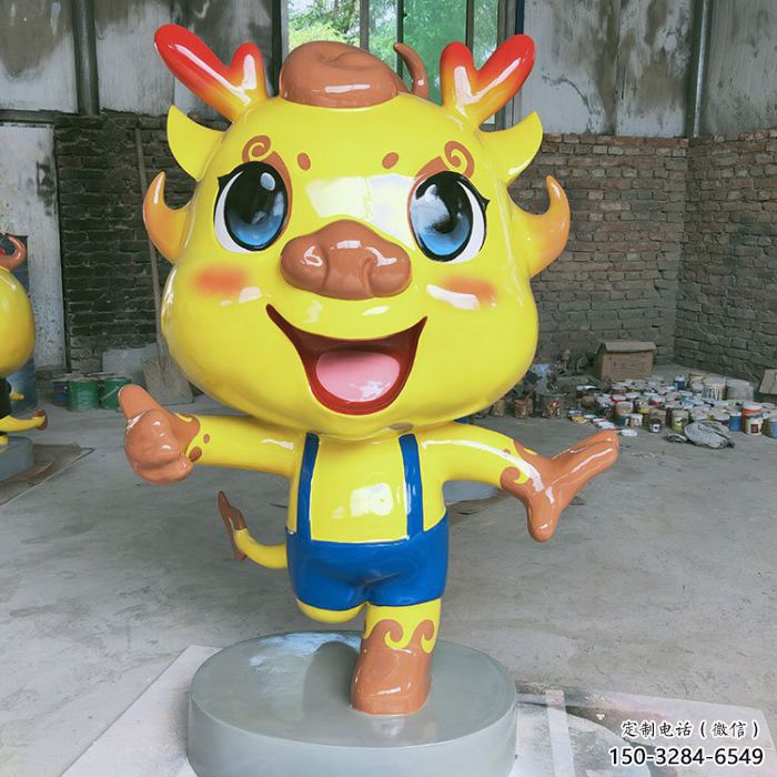 卡通龍形雕塑，抽象彩繪工藝，動漫動物擺件 (3)