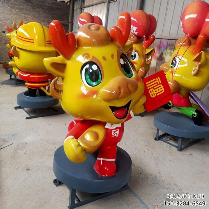 彩繪龍形雕塑廠家，動漫動物小品，彩繪工藝效果