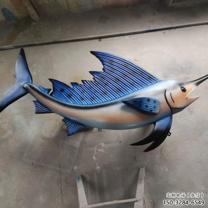 卡通廣場劍魚雕塑廠家，戶外街頭雕塑，海洋生物雕塑