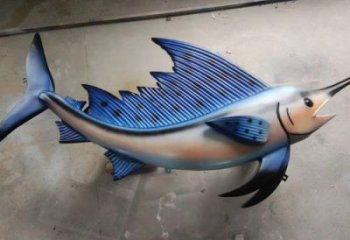 卡通廣場(chǎng)劍魚雕塑廠家，戶外街頭雕塑，海洋生物雕塑