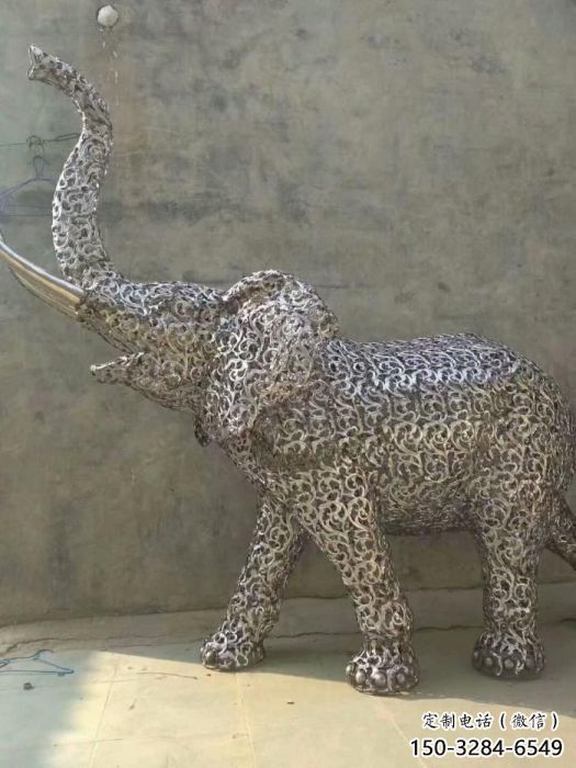 庭院小象雕塑廠家，動物小品，網(wǎng)格工藝