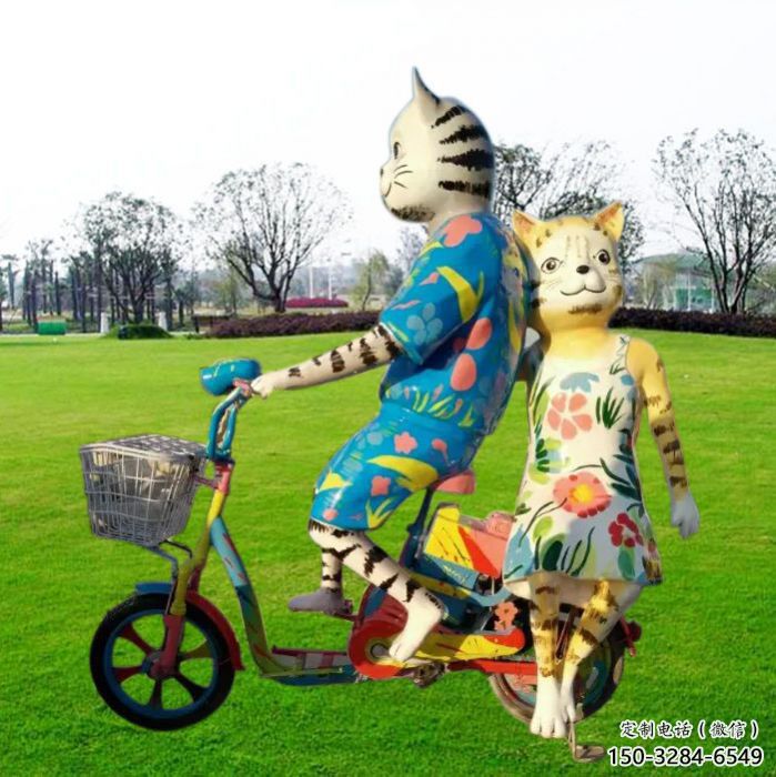 加工庭院小貓雕塑，動(dòng)物小品，卡通工藝