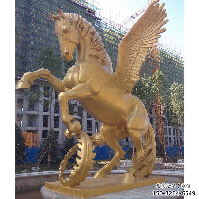 售樓部天馬雕塑廠家，美陳動(dòng)物小品，鍍銅工藝
