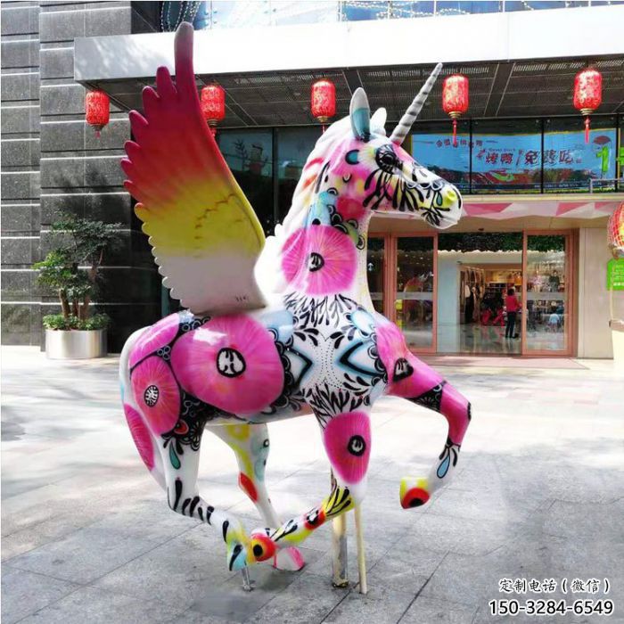 庭院天馬雕塑廠家，現(xiàn)代小品，彩繪工藝效果