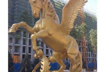 售樓部天馬雕塑廠家，美陳動物小品，鍍銅工藝
