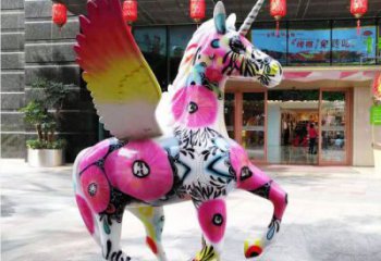 庭院天馬雕塑廠家，現(xiàn)代小品，彩繪工藝效果