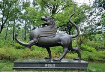 戶外白虎雕塑，鍍銅神獸雕塑，鏡面工藝