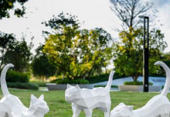 制作公園小貓咪雕塑，公園主題雕塑，幾何工藝