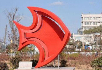 廣場魚形雕塑，鏤空海洋雕塑，烤漆工藝制造