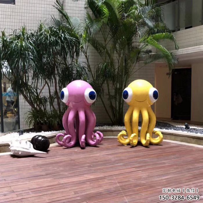 海洋館烏賊雕塑，彩繪海洋雕塑，動漫雕塑工藝
