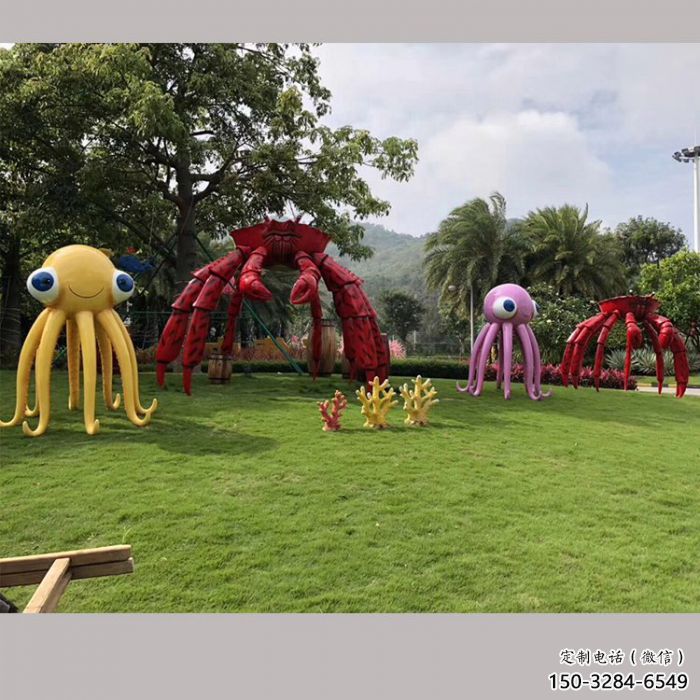 戶外大型烏賊雕塑，拉絲海洋雕塑，抽象效果