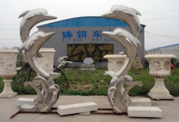 廣場魚形雕塑廠家，卡通水景雕塑，抽象效果