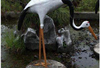 小區(qū)白鷺雕塑，戶外鳥類擺件雕塑，抽象效果