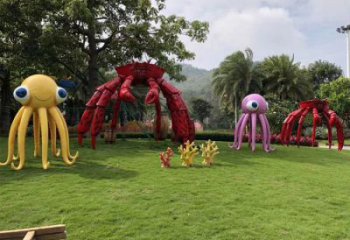 戶外大型烏賊雕塑，拉絲海洋雕塑，抽象效果