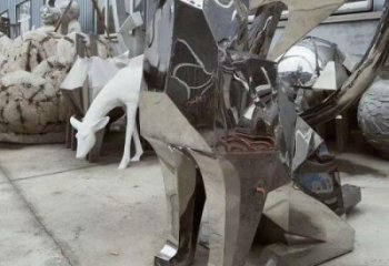 城市哈巴狗雕塑廠家，景觀動(dòng)物雕塑，古銅效果