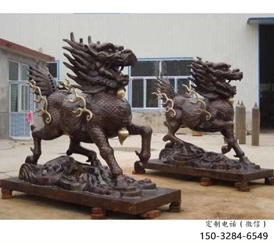 街道貔貅雕塑，大型動物雕塑，古銅效果