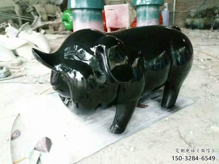 園林野豬雕塑，噴漆動物雕塑，仿真形式