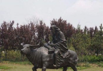 步行街老牛雕塑，玻璃鋼農(nóng)耕雕塑，烤漆方式