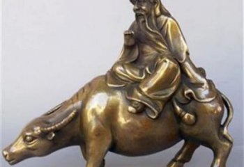 城市老牛雕塑，老子騎牛雕塑，古銅效果