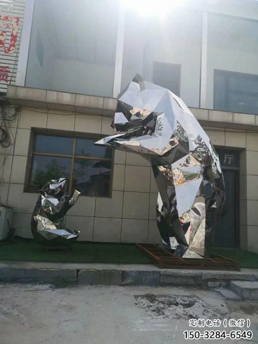 步行街狗熊雕塑，仿真動(dòng)物雕塑，幾何方式
