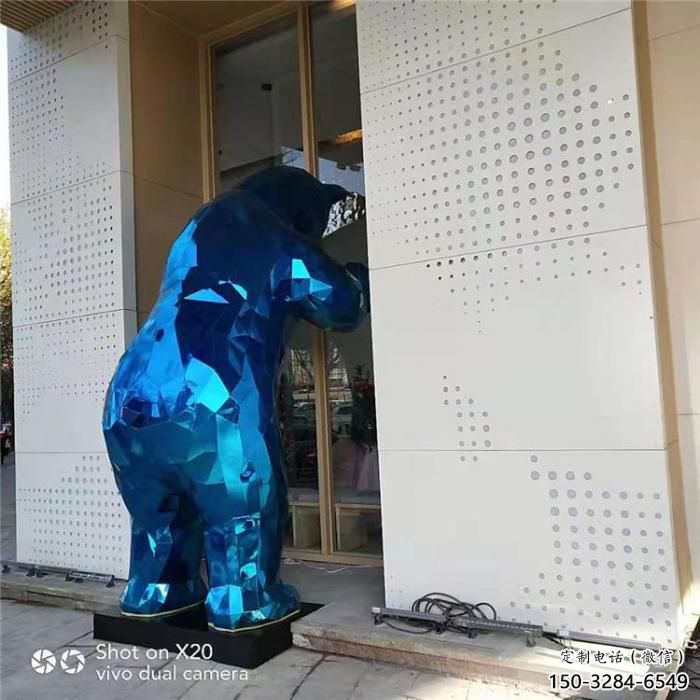 幾何狗熊雕塑，美陳動(dòng)物雕塑，彩繪工藝