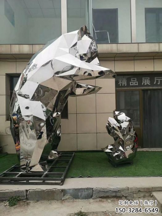 庭院狗熊雕塑，拋光動(dòng)物雕塑，鏡面形式