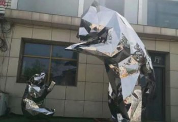 步行街狗熊雕塑，仿真動物雕塑，幾何方式
