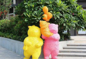 抽象狗熊雕塑，仿古動(dòng)漫雕塑，卡通擺件