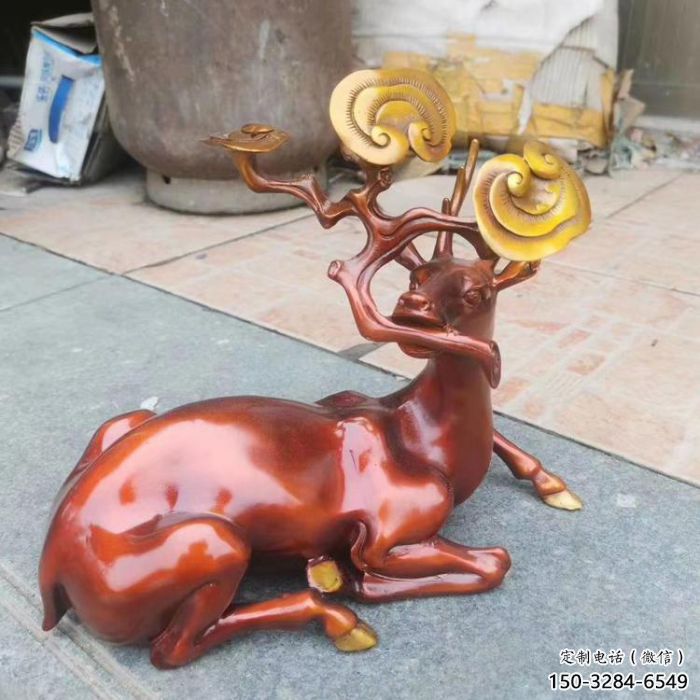 抽象馴鹿雕塑，仿古動物雕塑，仿古擺件